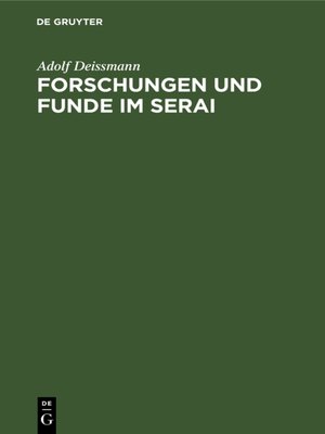 cover image of Forschungen und Funde im Serai